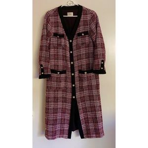 Jovonna London Red Tweed Connie Longine Jacket Cardigan